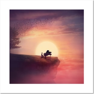 sunset piano melody Posters and Art